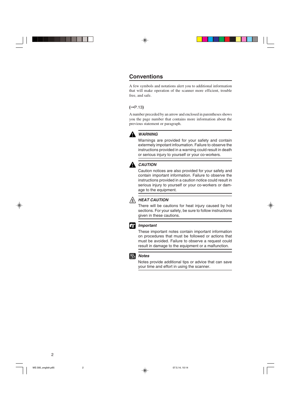 Conventions | Cannon 300II User Manual | Page 4 / 54