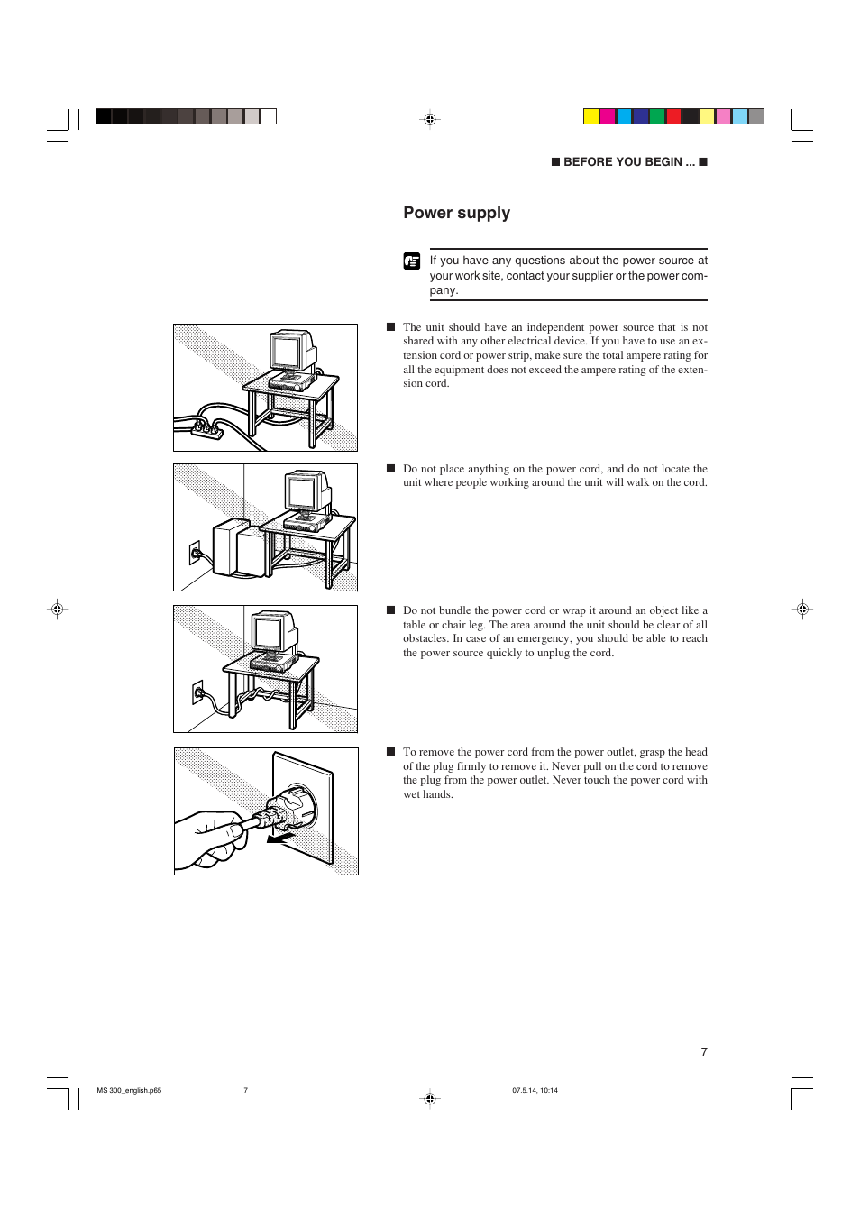 Power supply | Cannon 300II User Manual | Page 9 / 54