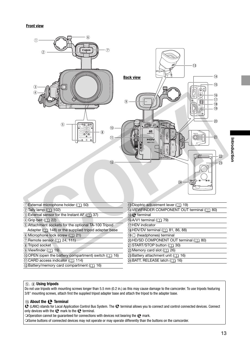 Co py | Canon XHA1S User Manual | Page 13 / 155