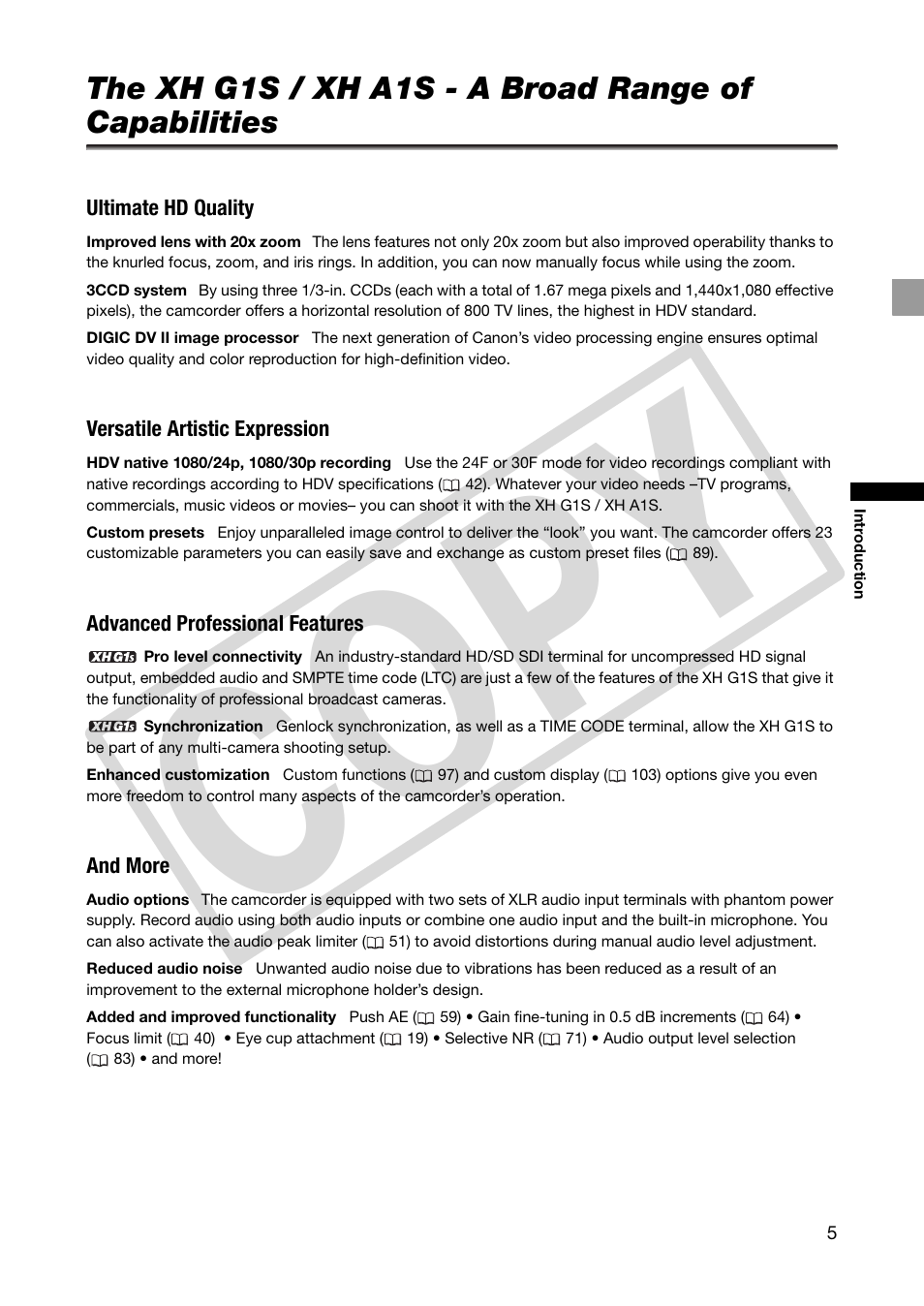 Co p y | Canon XHA1S User Manual | Page 5 / 155