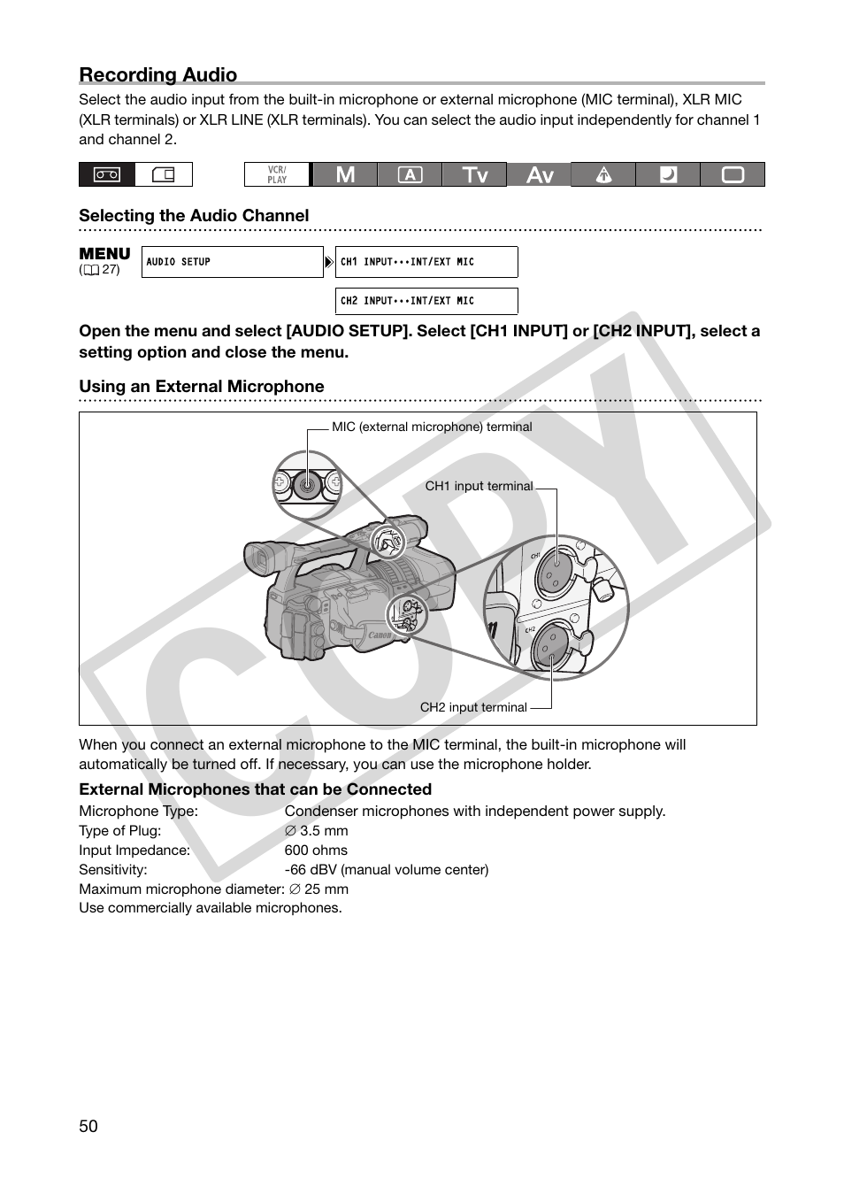 Co py | Canon XHA1S User Manual | Page 50 / 155