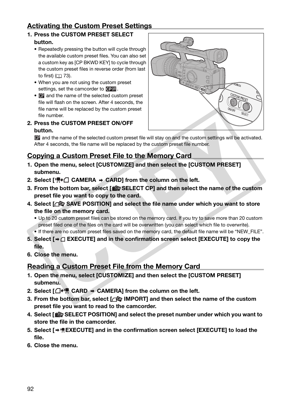 Co py | Canon XHA1S User Manual | Page 92 / 155
