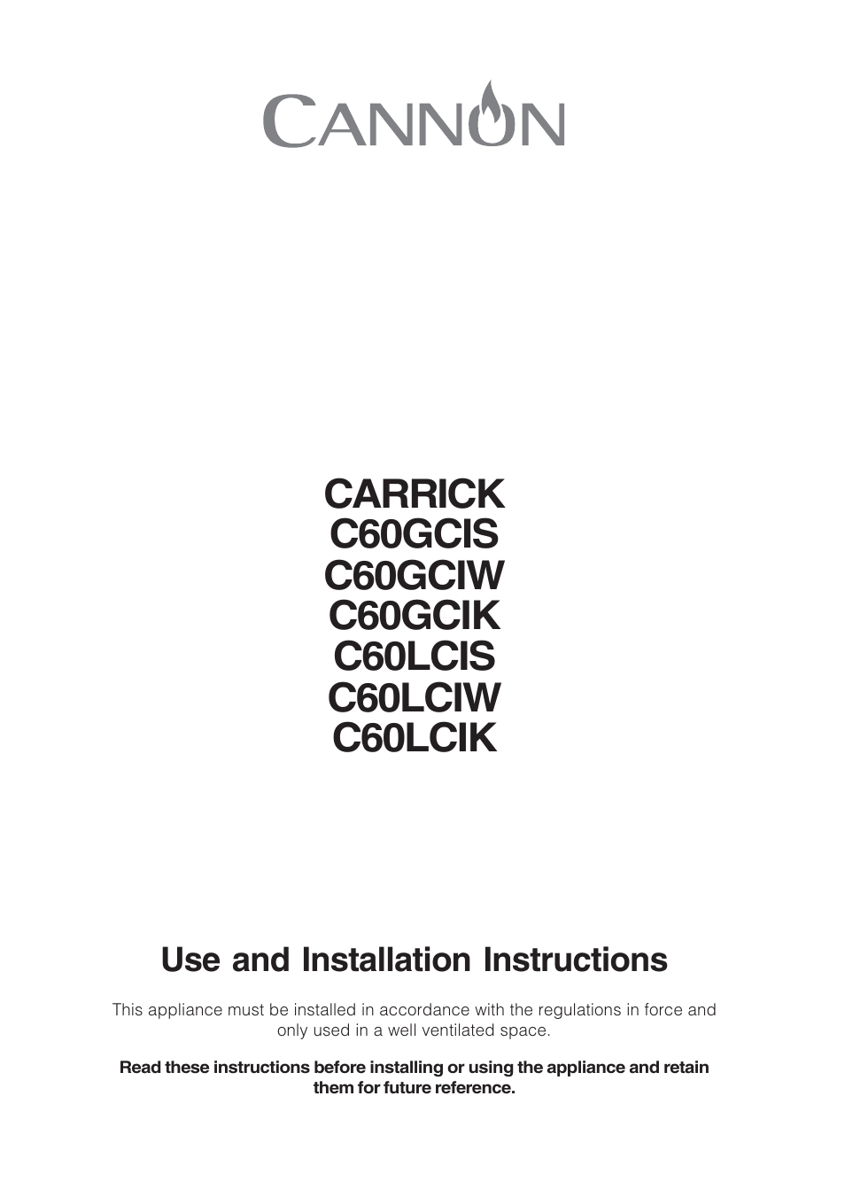 Cannon Carrick C60GCIS User Manual | 40 pages
