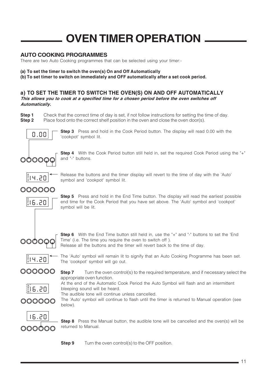 Oven timer operation | Cannon Carrick C60GCIS User Manual | Page 11 / 40