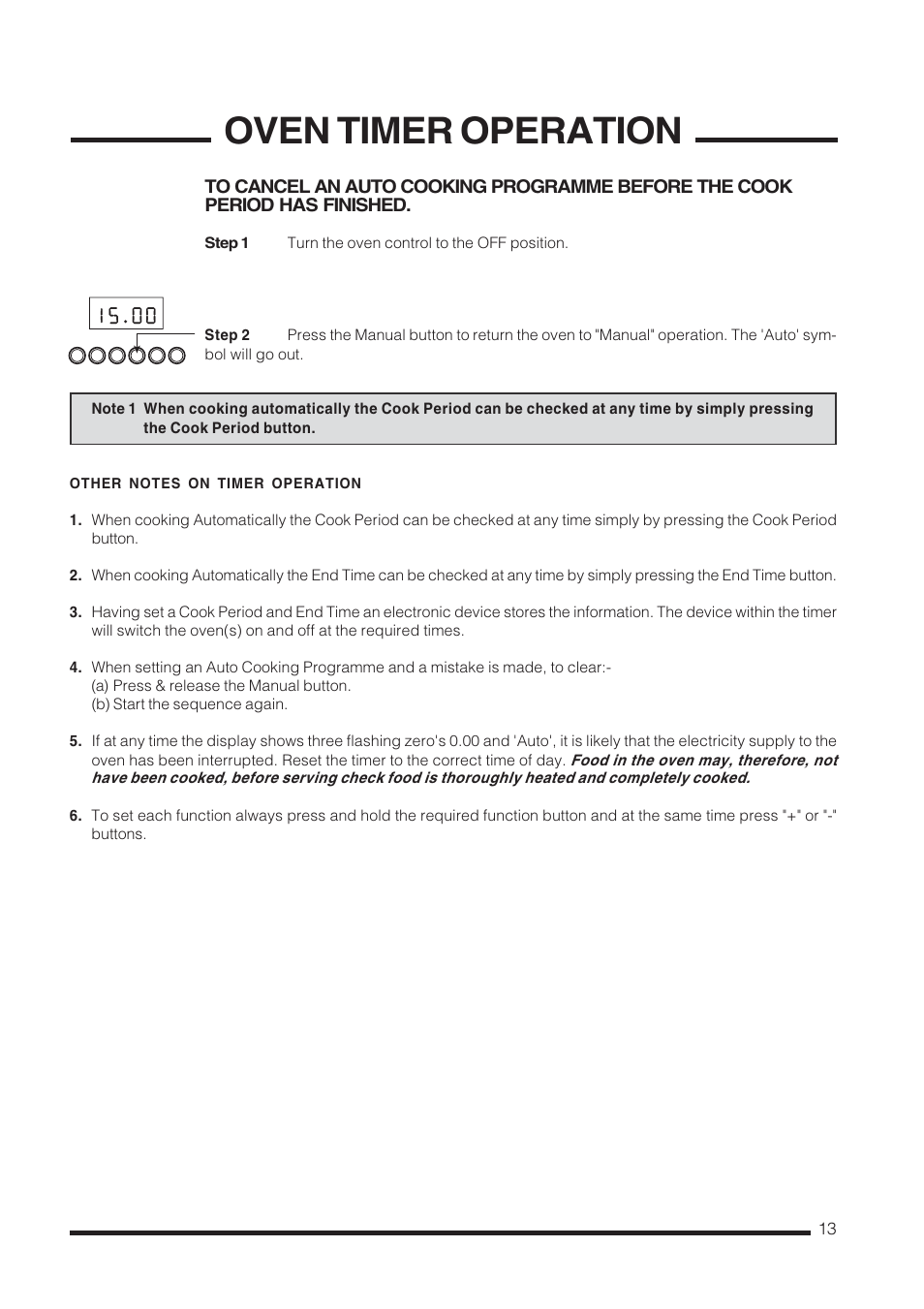 Oven timer operation | Cannon Carrick C60GCIS User Manual | Page 13 / 40