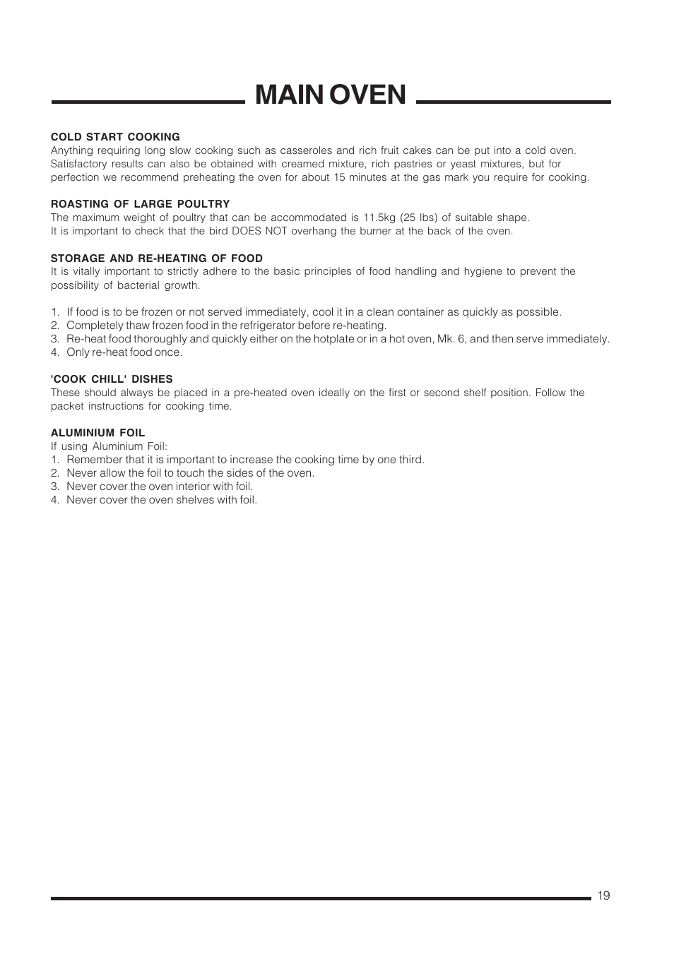 Main oven | Cannon Carrick C60GCIS User Manual | Page 19 / 40
