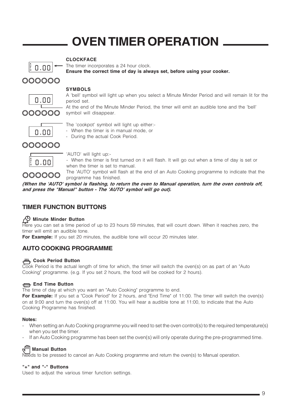 Oven timer operation | Cannon Carrick C60GCIS User Manual | Page 9 / 40