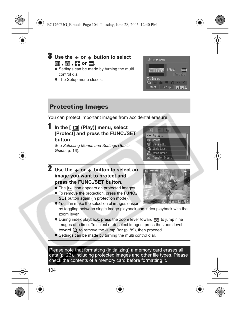 Protecting images | Canon S80 User Manual | Page 106 / 163
