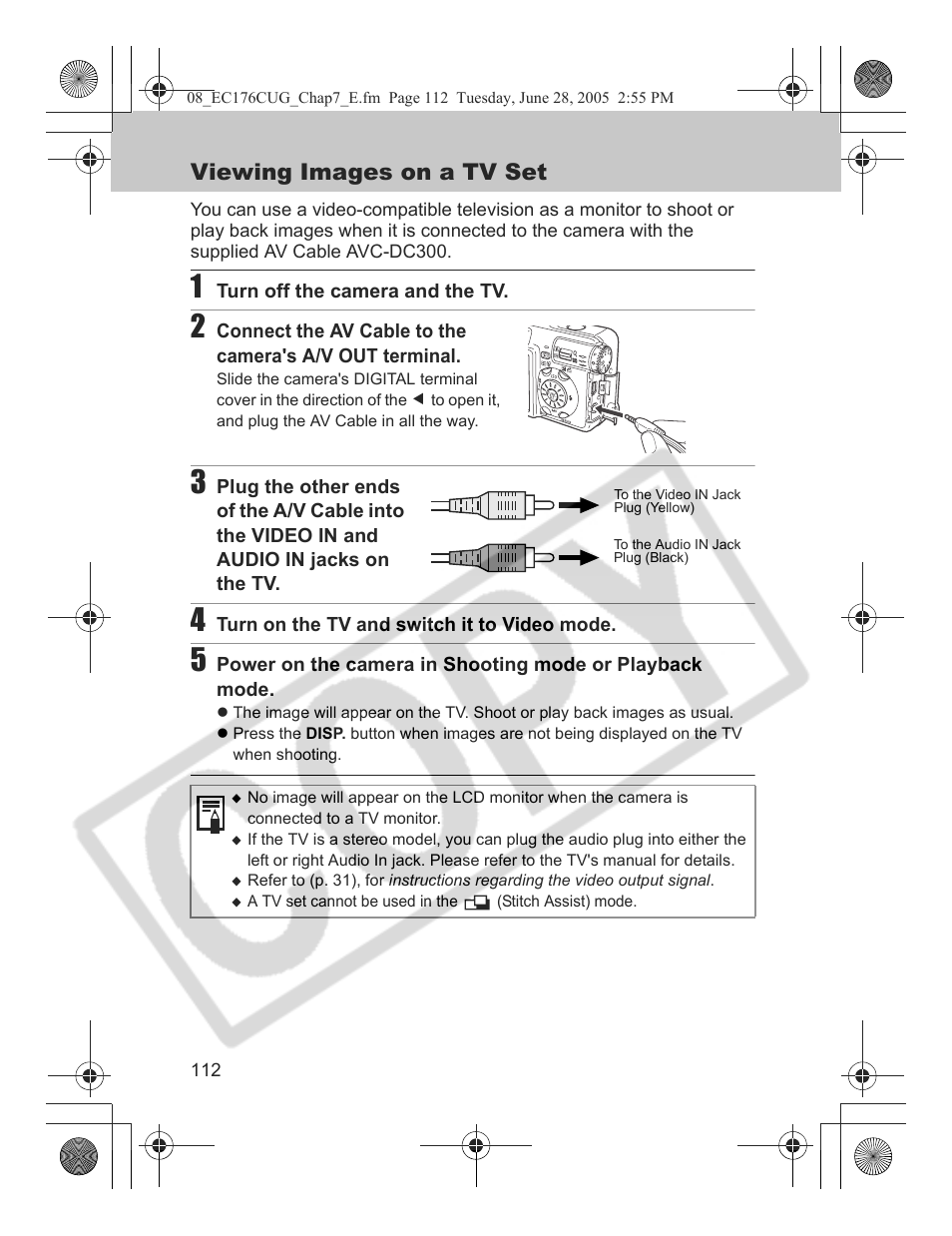 Viewing images on a tv set | Canon S80 User Manual | Page 114 / 163