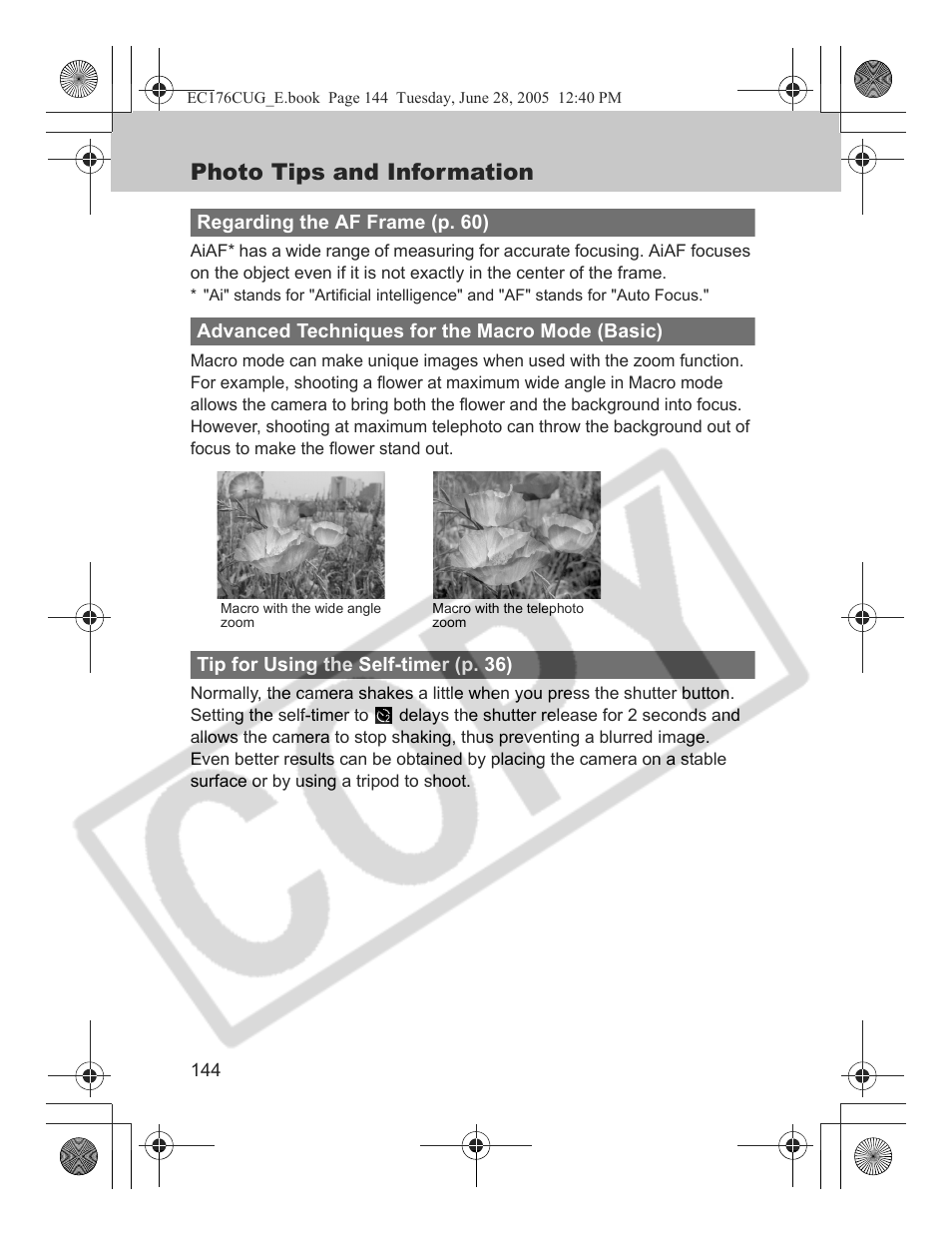 Photo tips and information | Canon S80 User Manual | Page 146 / 163