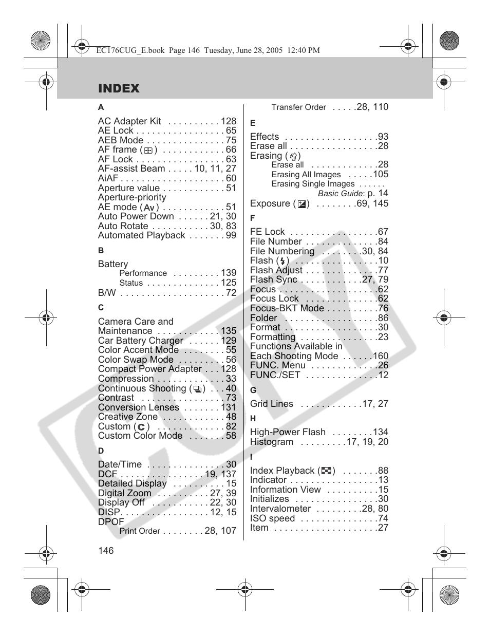 Index | Canon S80 User Manual | Page 148 / 163