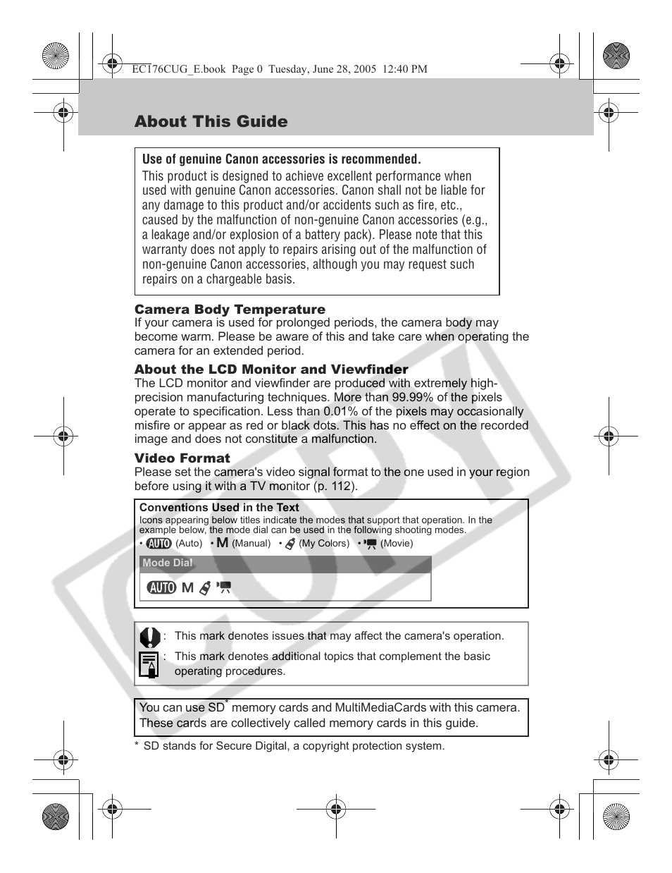 About this guide | Canon S80 User Manual | Page 2 / 163