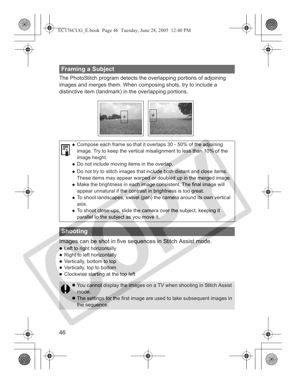 Framing a subject, Shooting | Canon S80 User Manual | Page 48 / 163