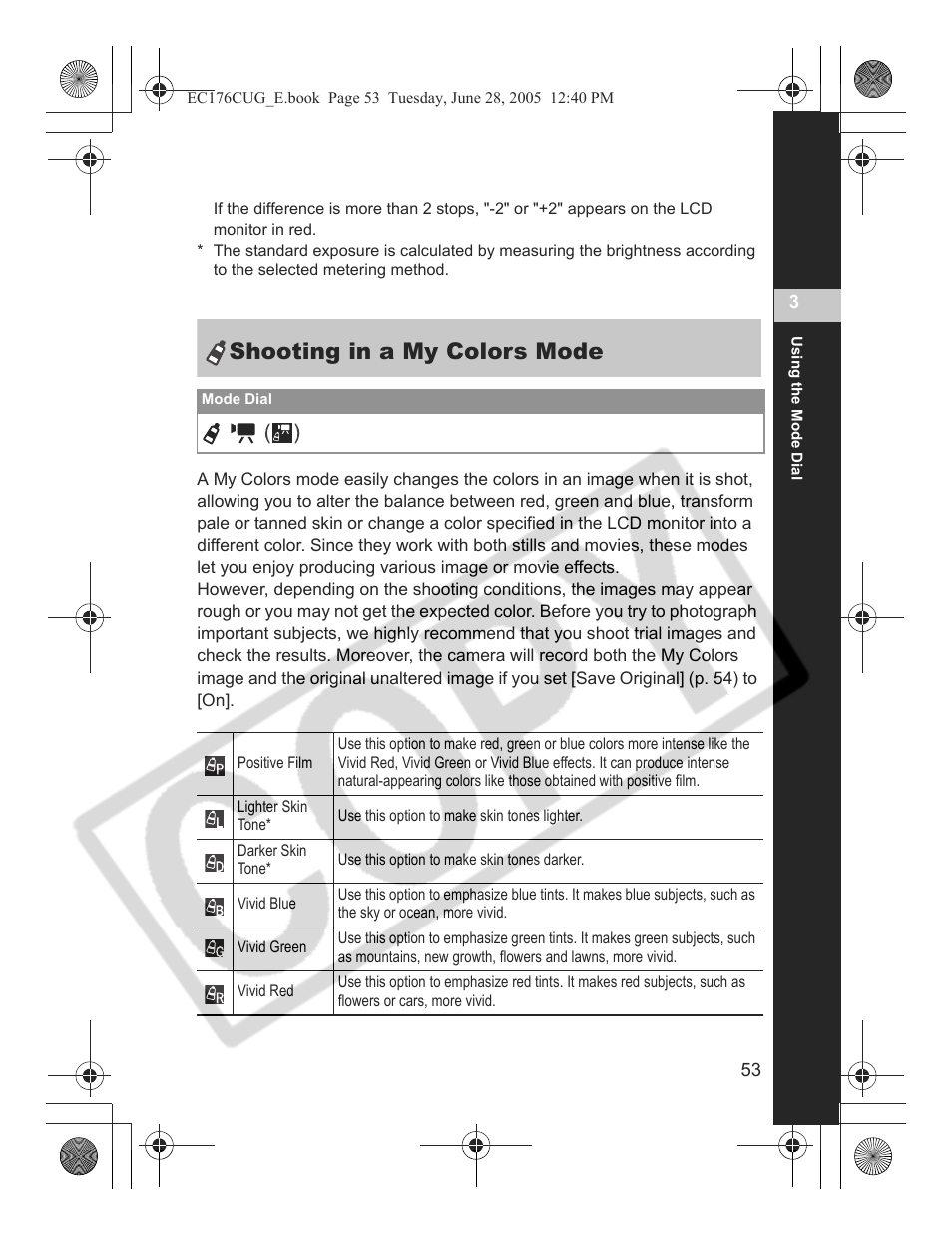 Shooting in a my colors mode | Canon S80 User Manual | Page 55 / 163