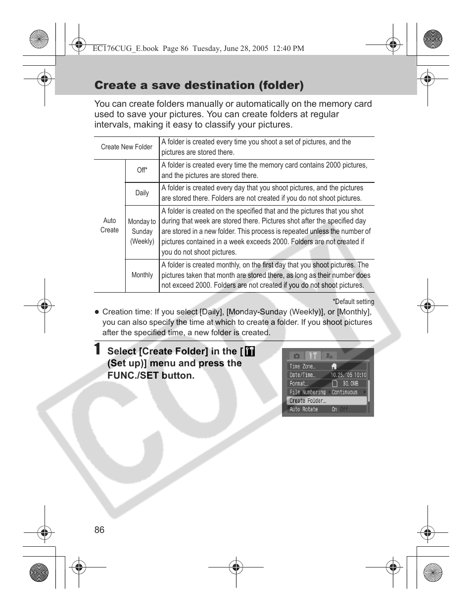 Create a save destination (folder) | Canon S80 User Manual | Page 88 / 163