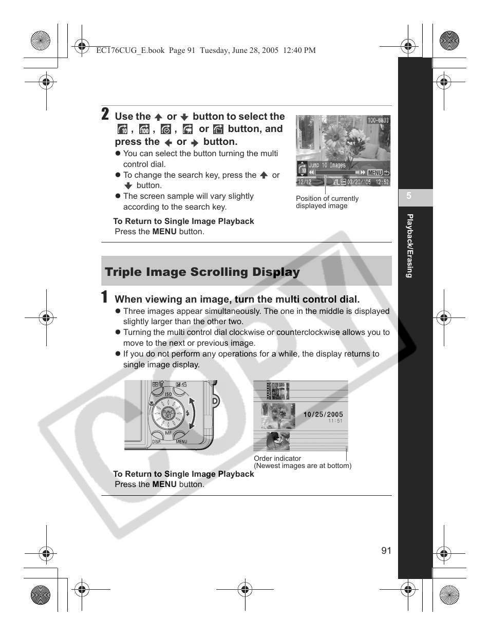 Triple image scrolling display | Canon S80 User Manual | Page 93 / 163