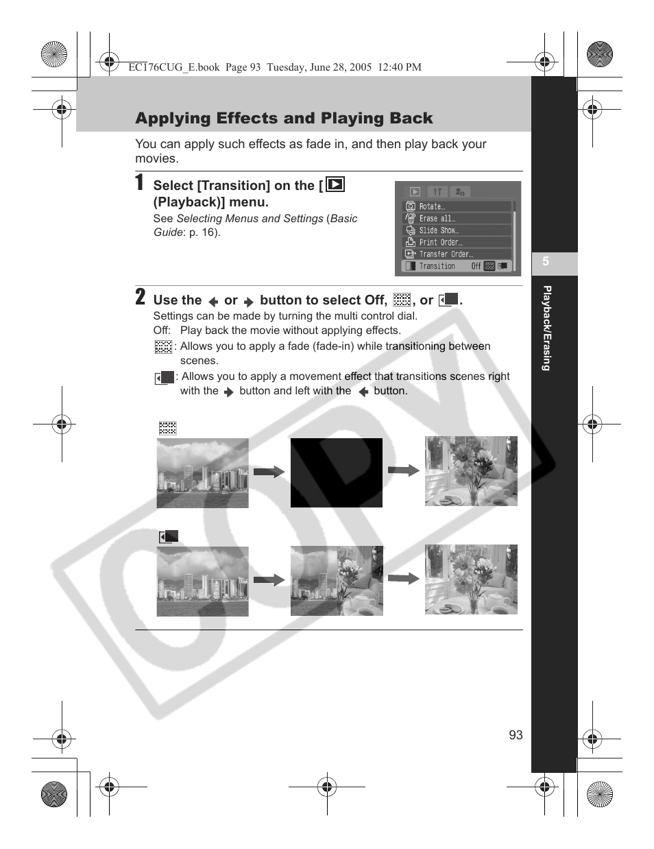 Applying effects and playing back | Canon S80 User Manual | Page 95 / 163