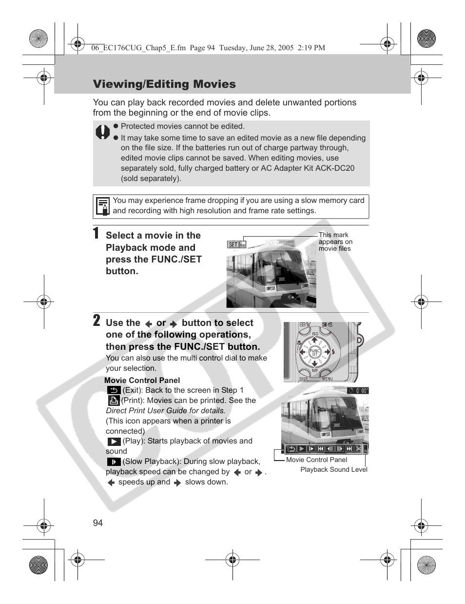 Viewing/editing movies | Canon S80 User Manual | Page 96 / 163