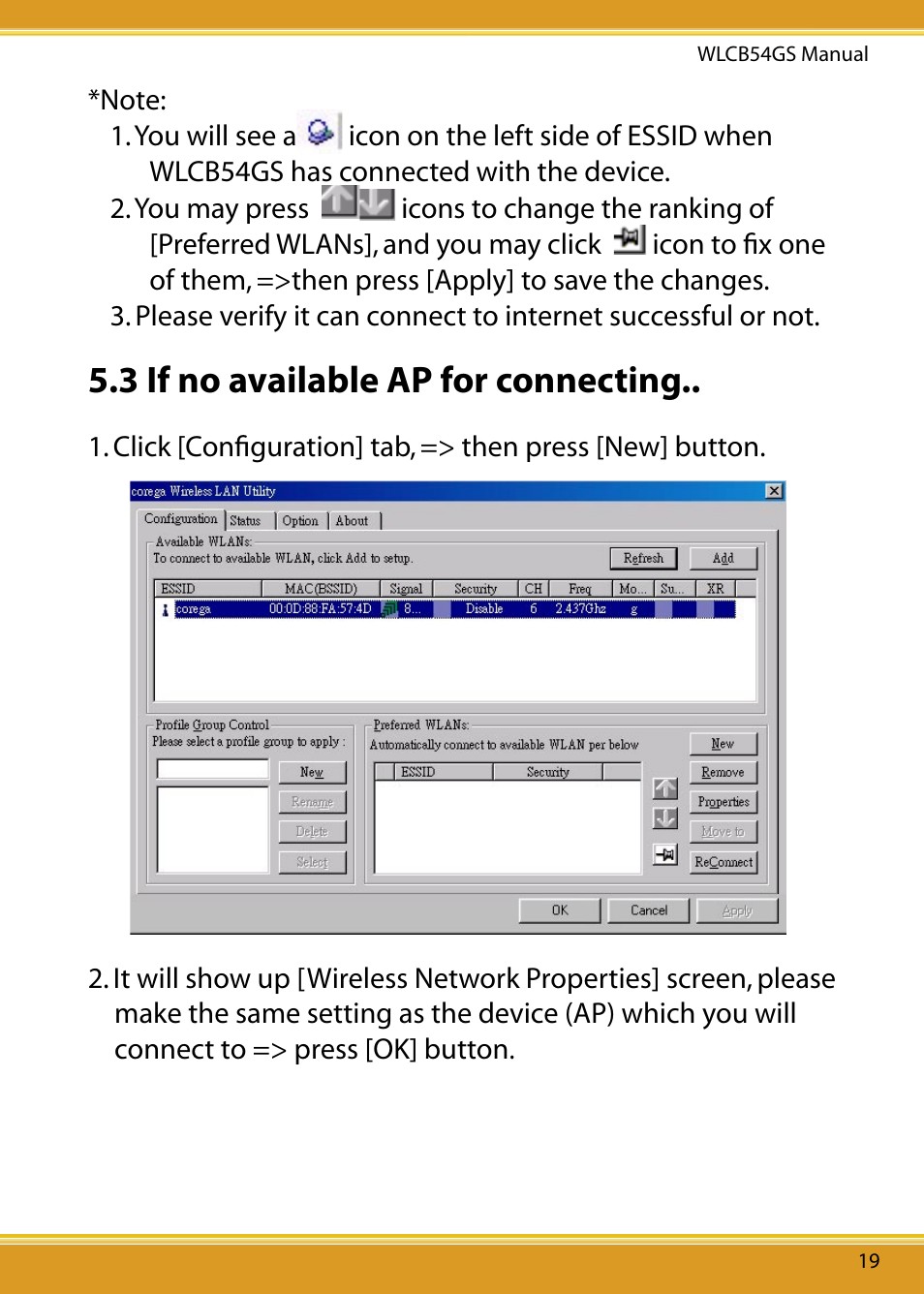 3 if no available ap for connectting, 3 if no available ap for connecting | Corega 108M User Manual | Page 21 / 38
