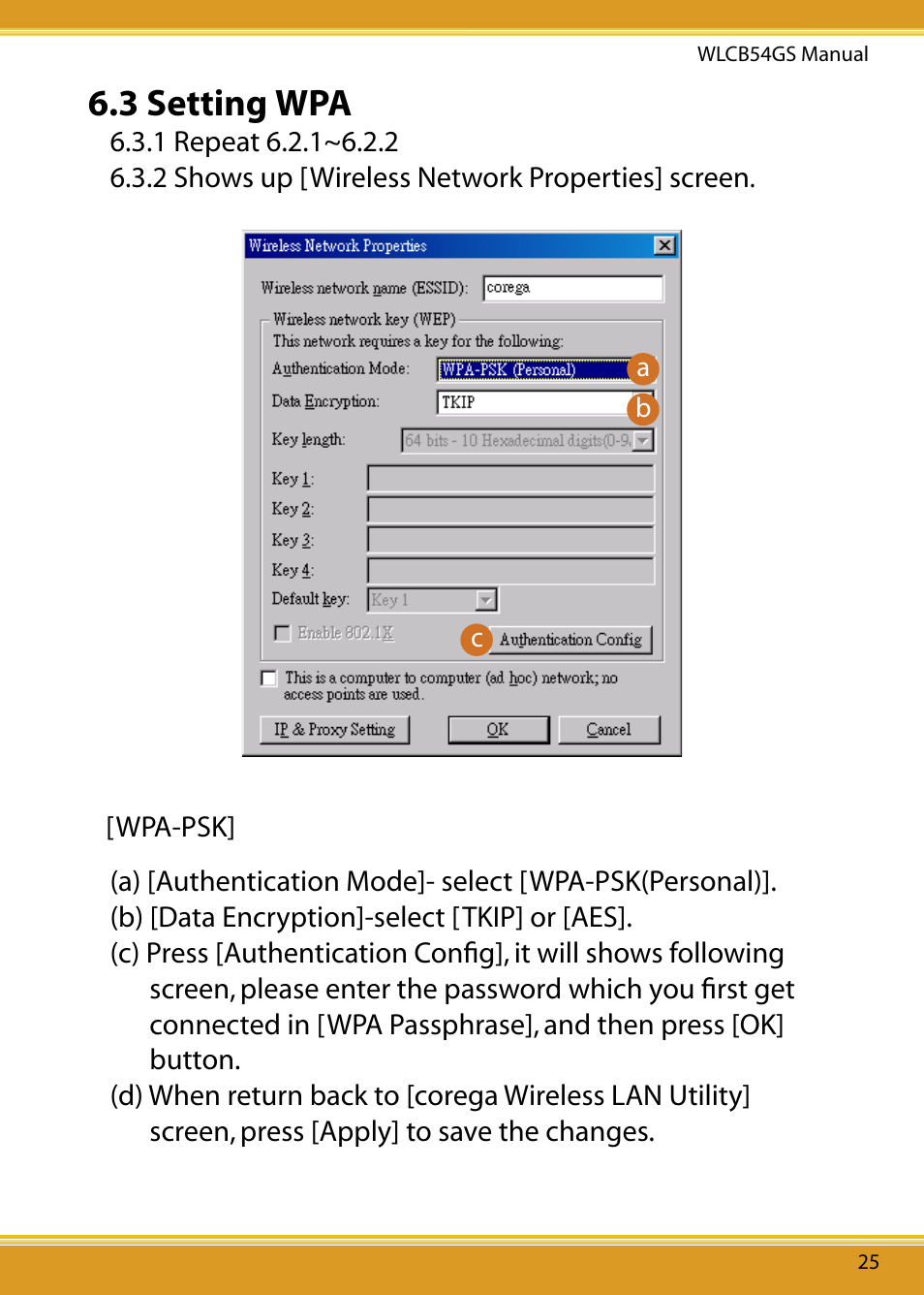 3 setting wpa, Wpa-psk | Corega 108M User Manual | Page 27 / 38