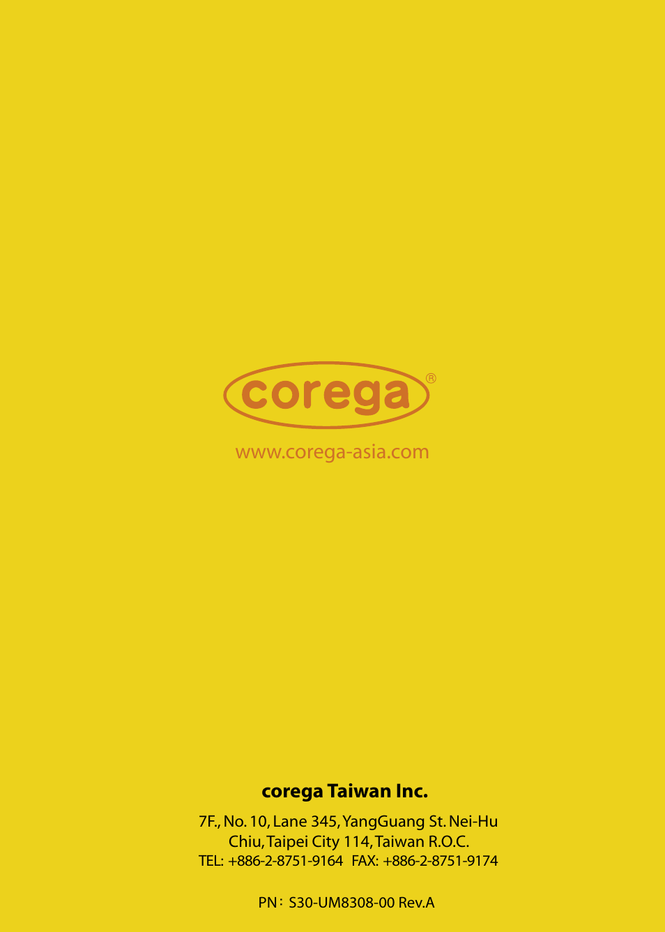 Corega taiwan inc | Corega 108M User Manual | Page 38 / 38