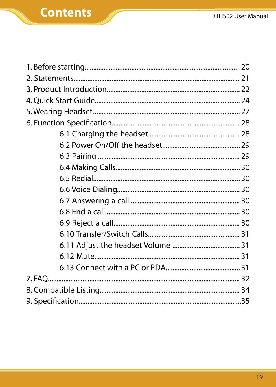Corega Bluetooth Headset BTHS02 User Manual | Page 3 / 20