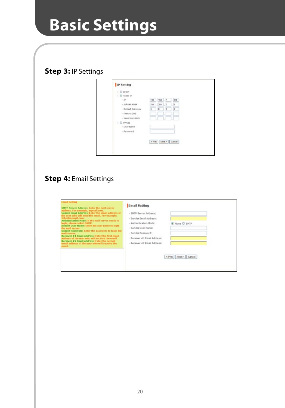 Basic settings | Corega CG-WLNCM4G User Manual | Page 22 / 68