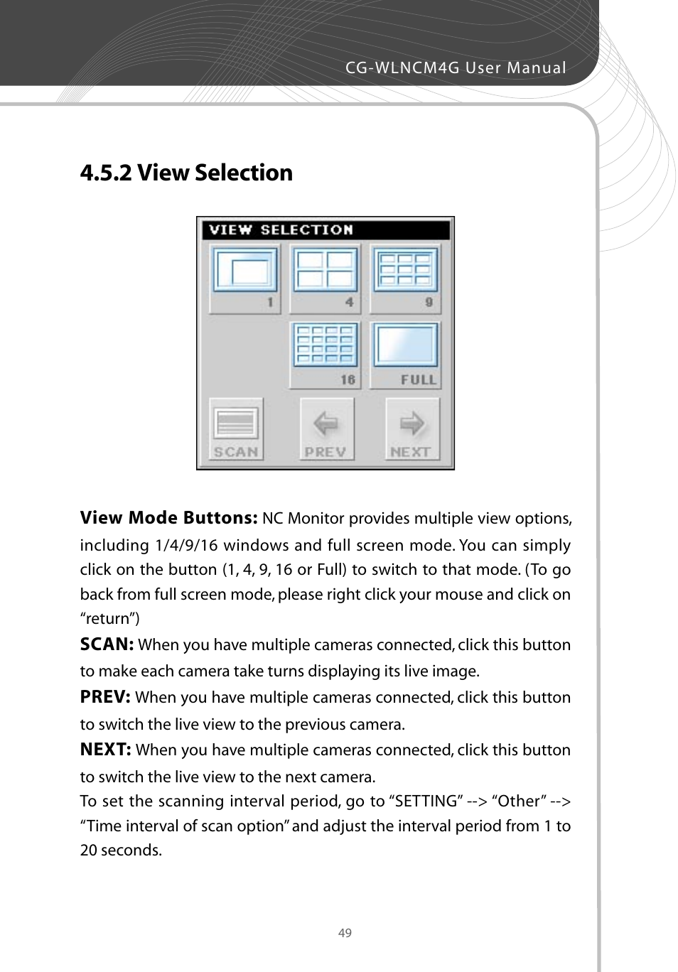 2 view selection | Corega CG-WLNCM4G User Manual | Page 51 / 68