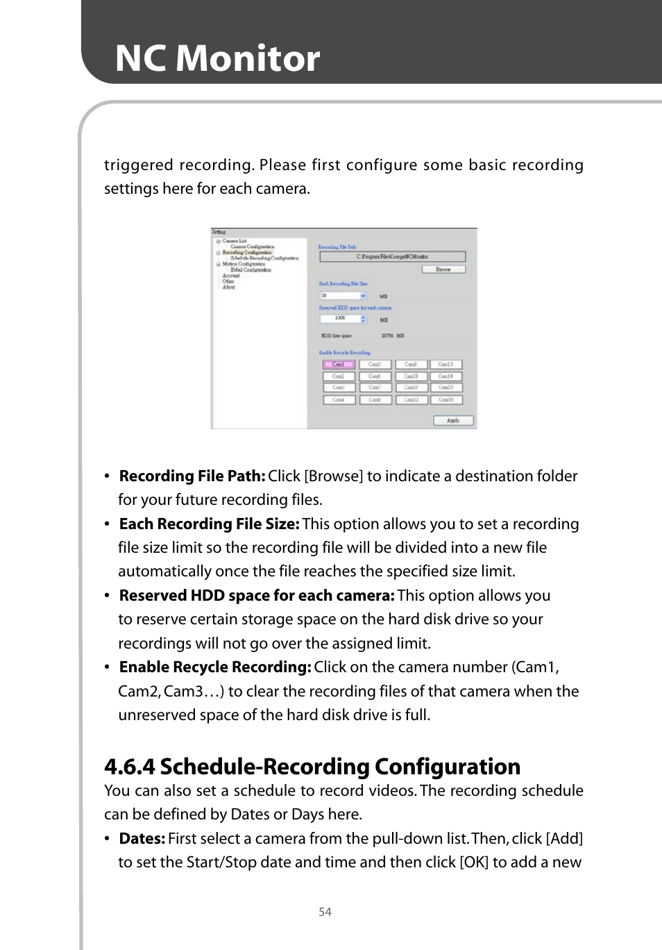 Nc monitor, 4 schedule-recording configuration | Corega CG-WLNCM4G User Manual | Page 56 / 68