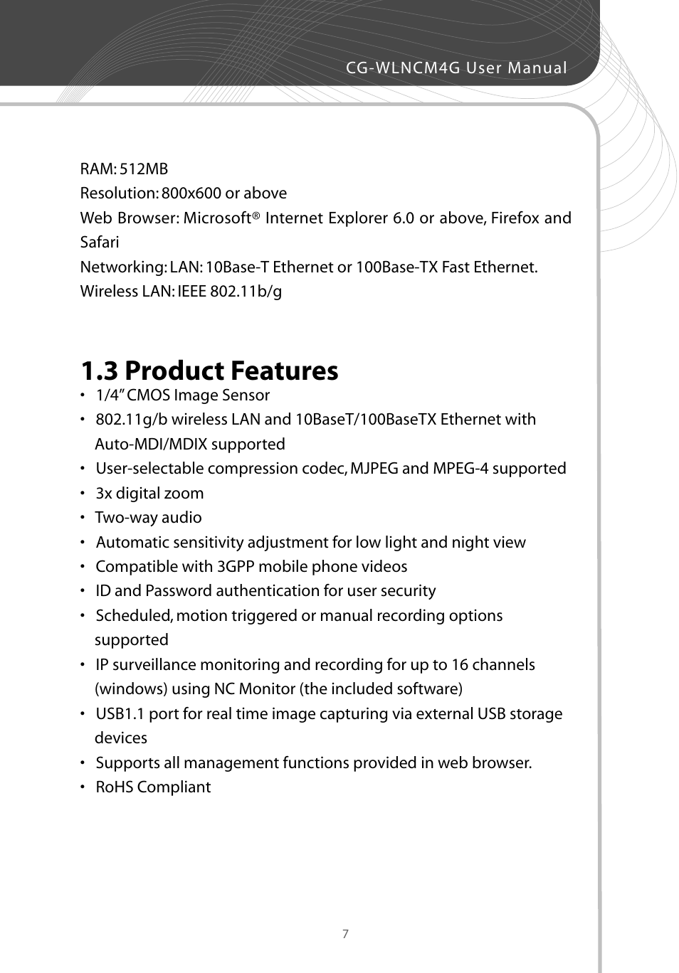 3 product features | Corega CG-WLNCM4G User Manual | Page 9 / 68