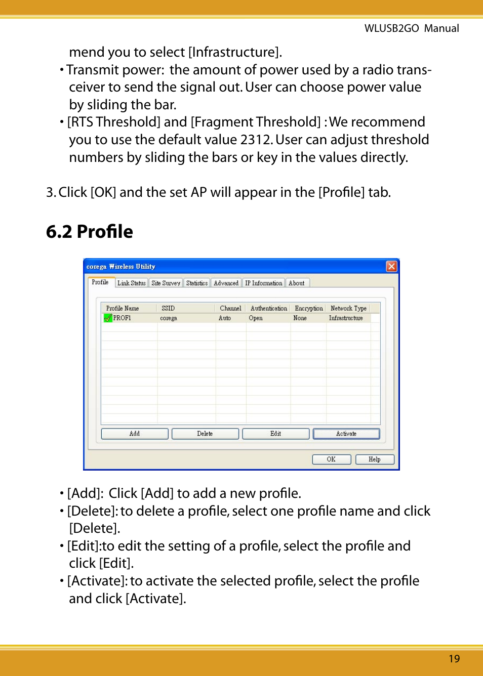 2 profile, 2 proﬁle | Corega WLUSB2GO User Manual | Page 20 / 30