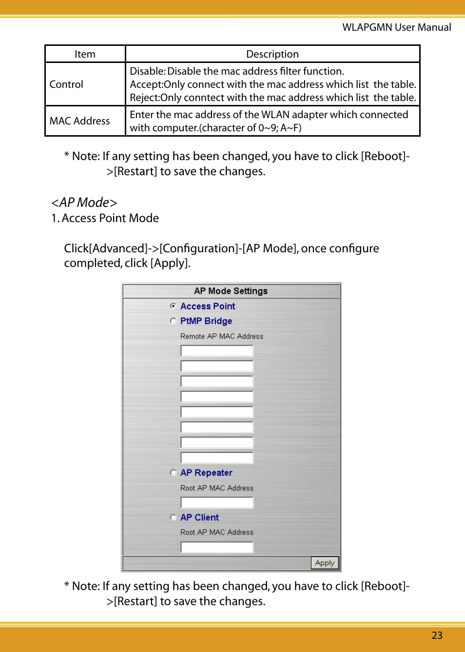 Ap mode | Corega CG-WLAPGMN User Manual | Page 25 / 39