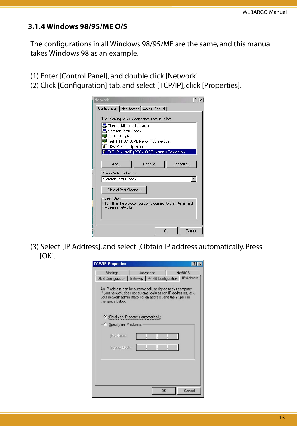 4 windows 98/95/me o/s | Corega CG-WLBARGO User Manual | Page 15 / 57