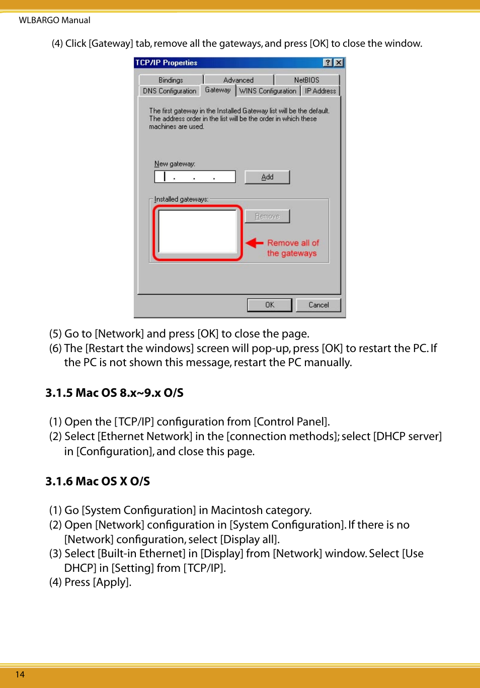 5 mac os 8.x~9.x o/s, 6 mac os x o/s | Corega CG-WLBARGO User Manual | Page 16 / 57