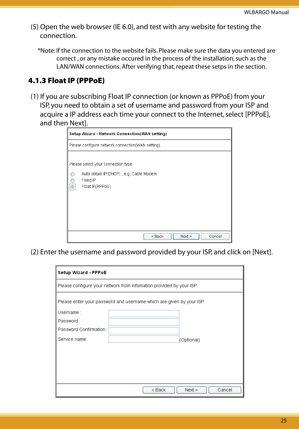 3 float ip (pppoe) | Corega CG-WLBARGO User Manual | Page 27 / 57