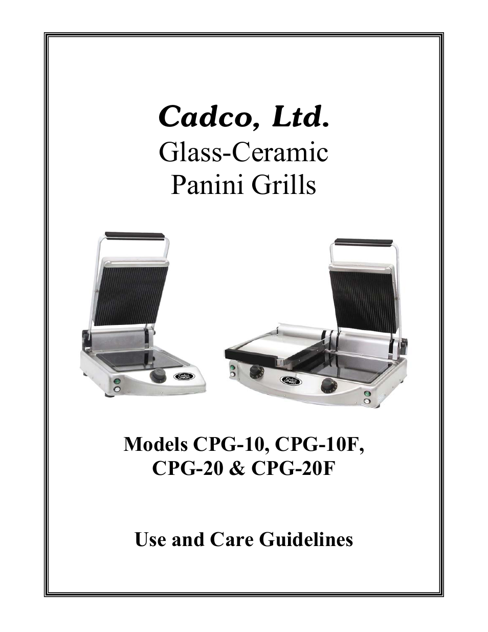 Cadco CPG-10 User Manual | 4 pages