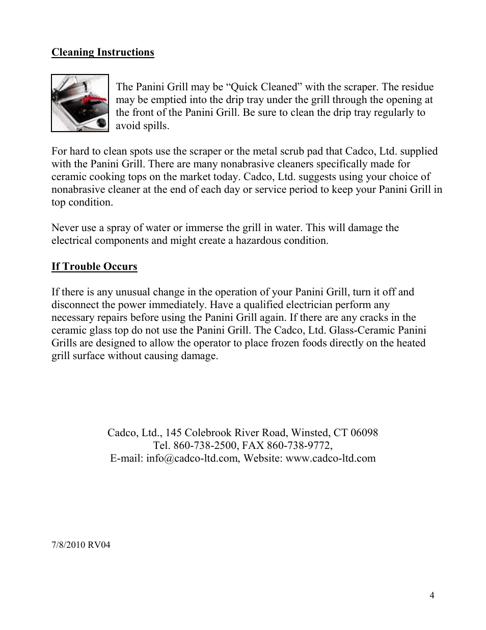 Cadco CPG-10 User Manual | Page 4 / 4