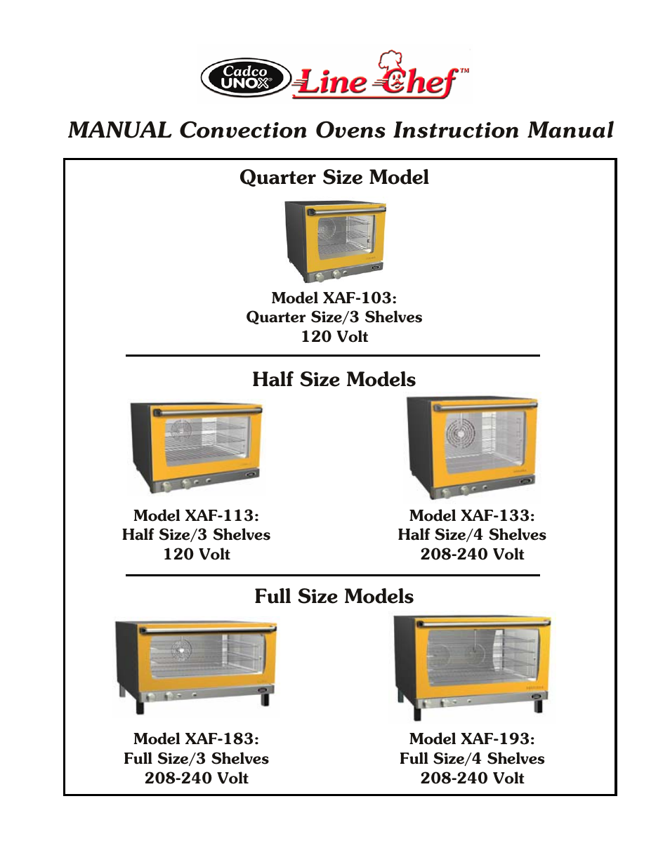 Cadco LINE CHEF XAF-183 User Manual | 15 pages