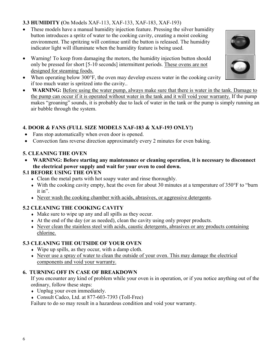 Cadco LINE CHEF XAF-183 User Manual | Page 6 / 15