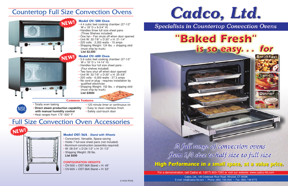 Cadco OV-600 User Manual | 2 pages