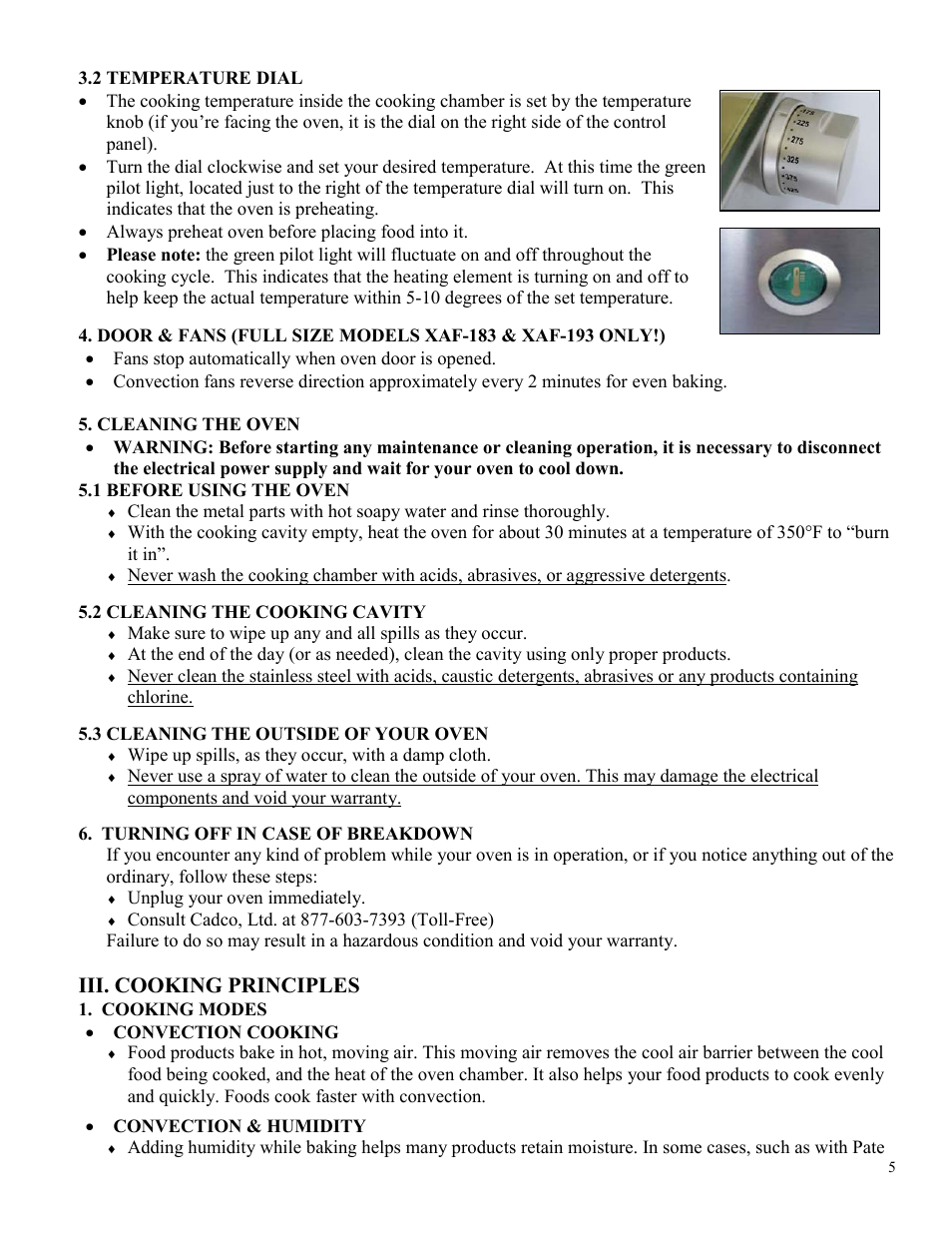 Iii. cooking principles | Cadco XAF-193 User Manual | Page 5 / 14