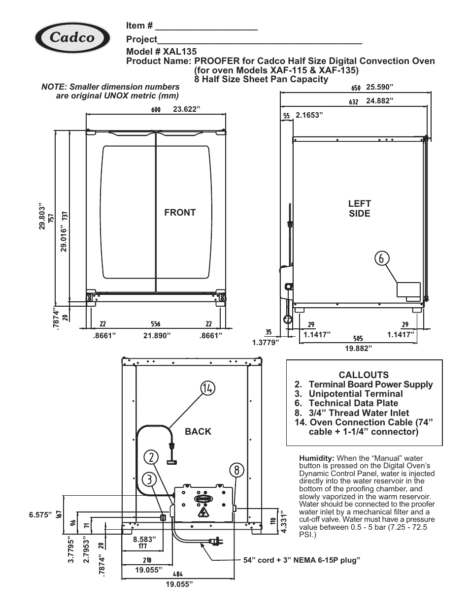 Cadco Line Chef XAL-135 User Manual | Page 2 / 2