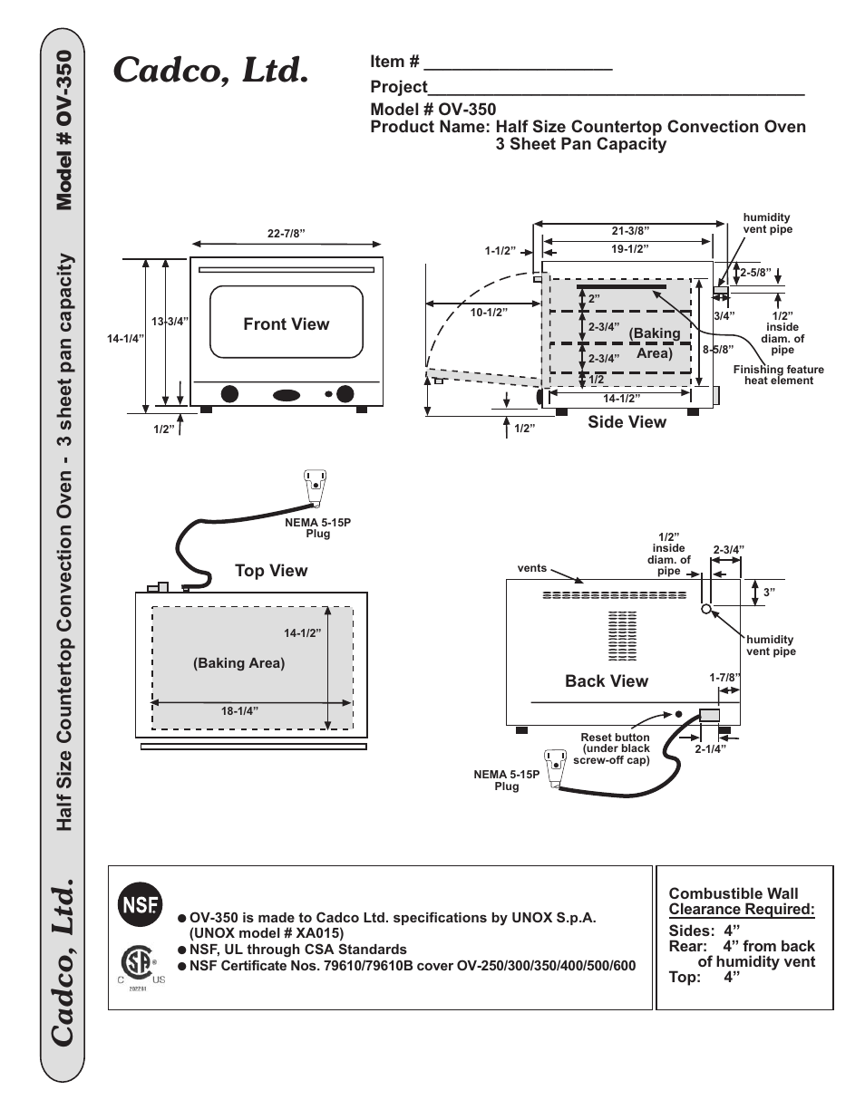 Cadco, ltd | Cadco OV-350 User Manual | Page 2 / 2