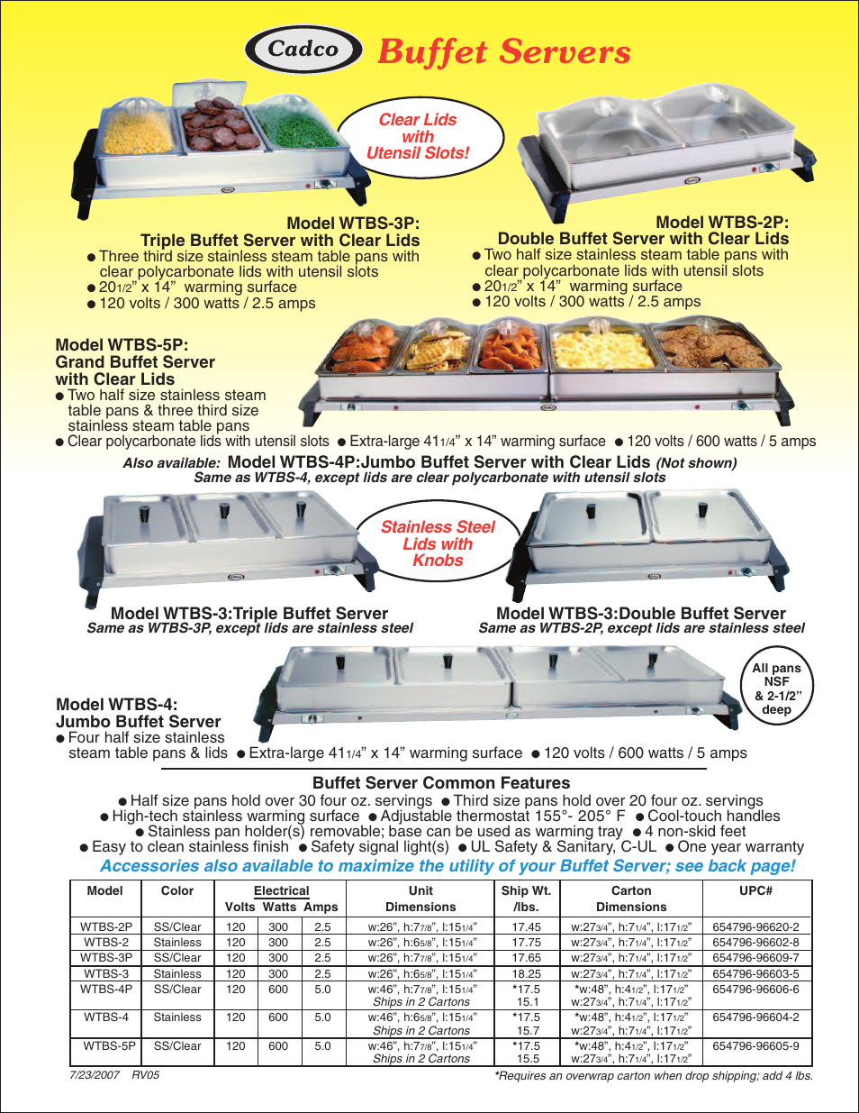 Cadco WTBS-3P User Manual | 2 pages