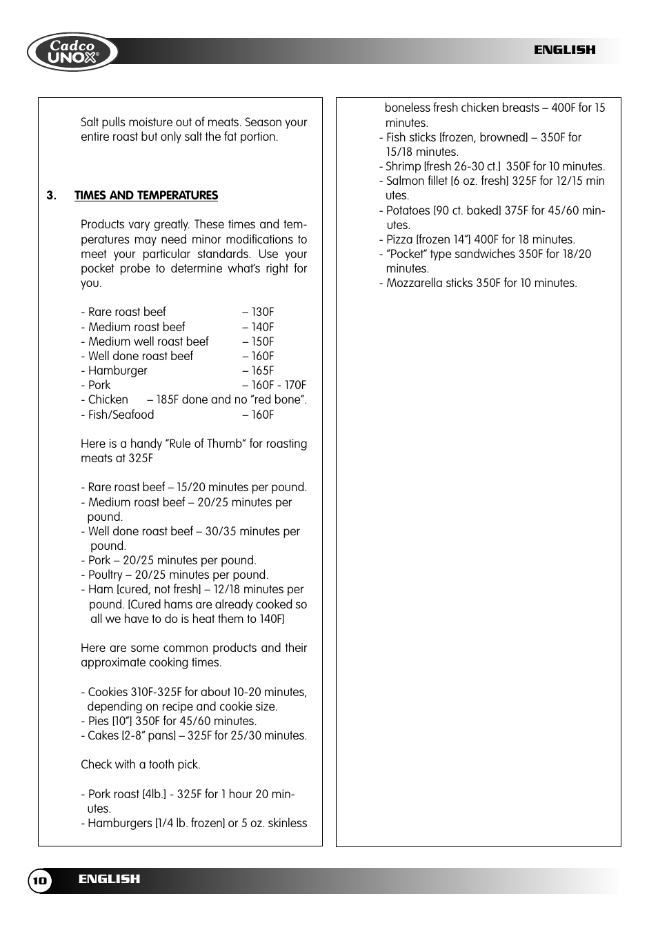 Cadco OV-250 User Manual | Page 10 / 16