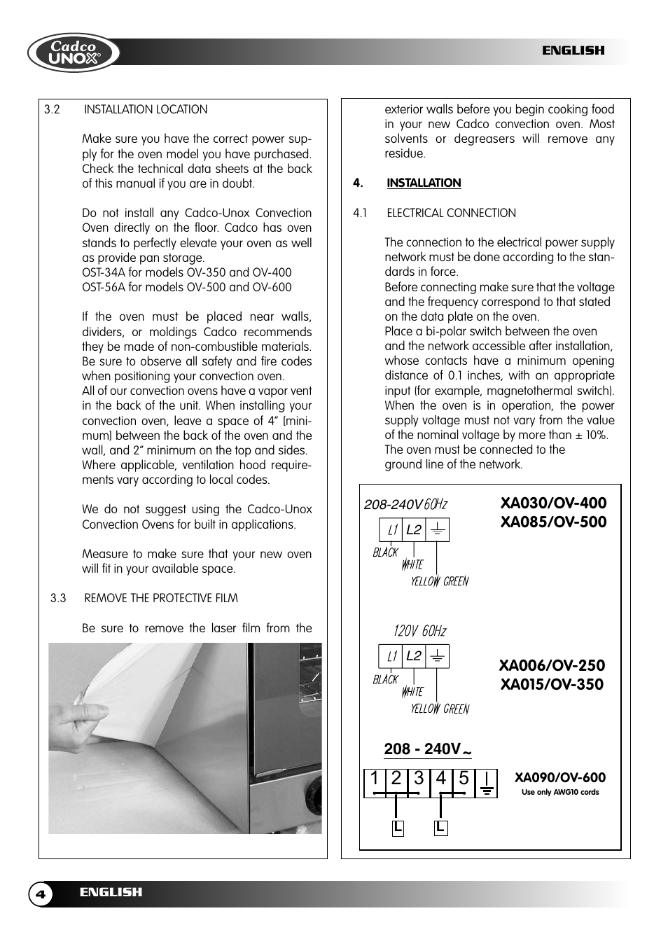 Cadco OV-250 User Manual | Page 4 / 16