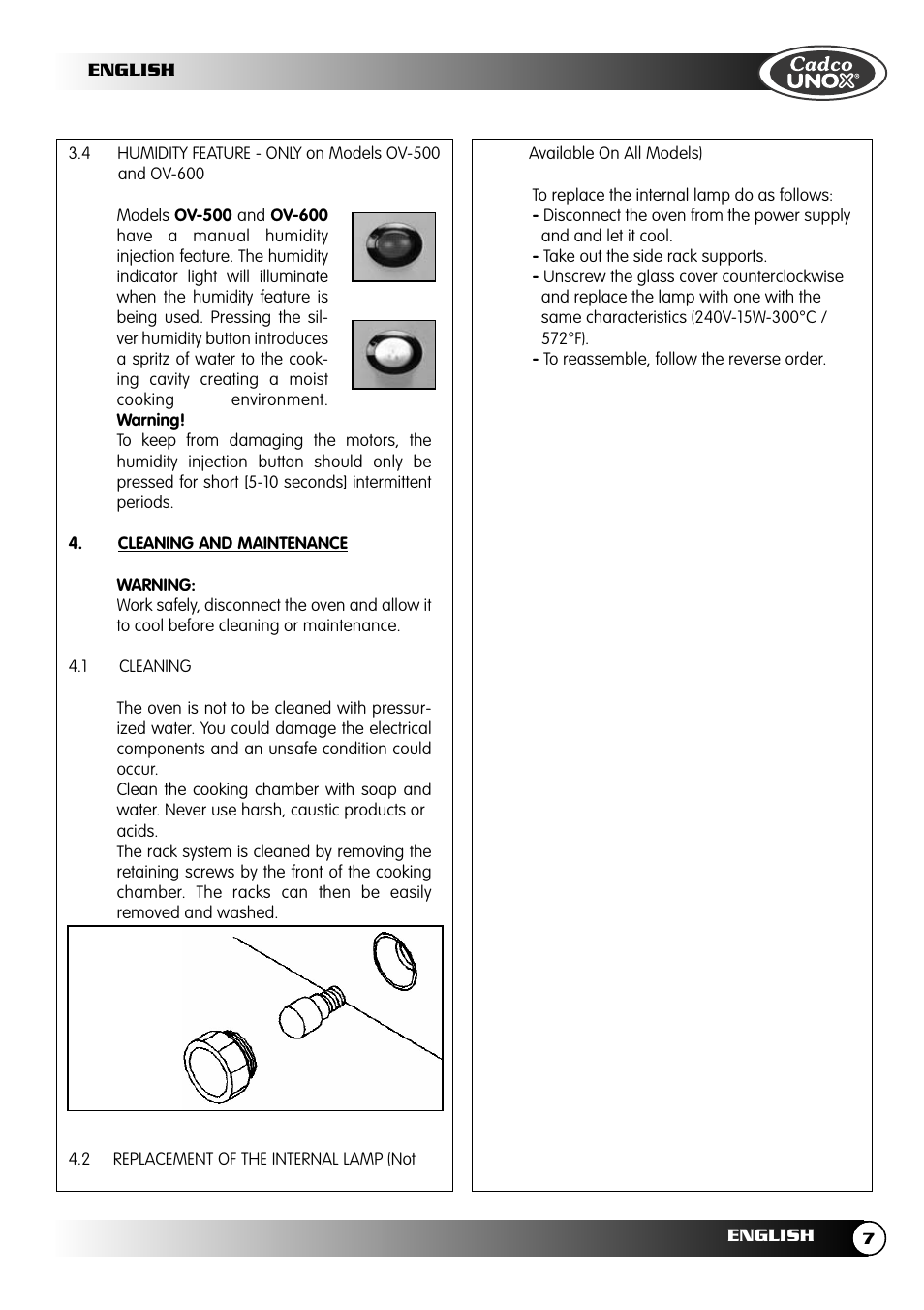 Cadco OV-250 User Manual | Page 7 / 16