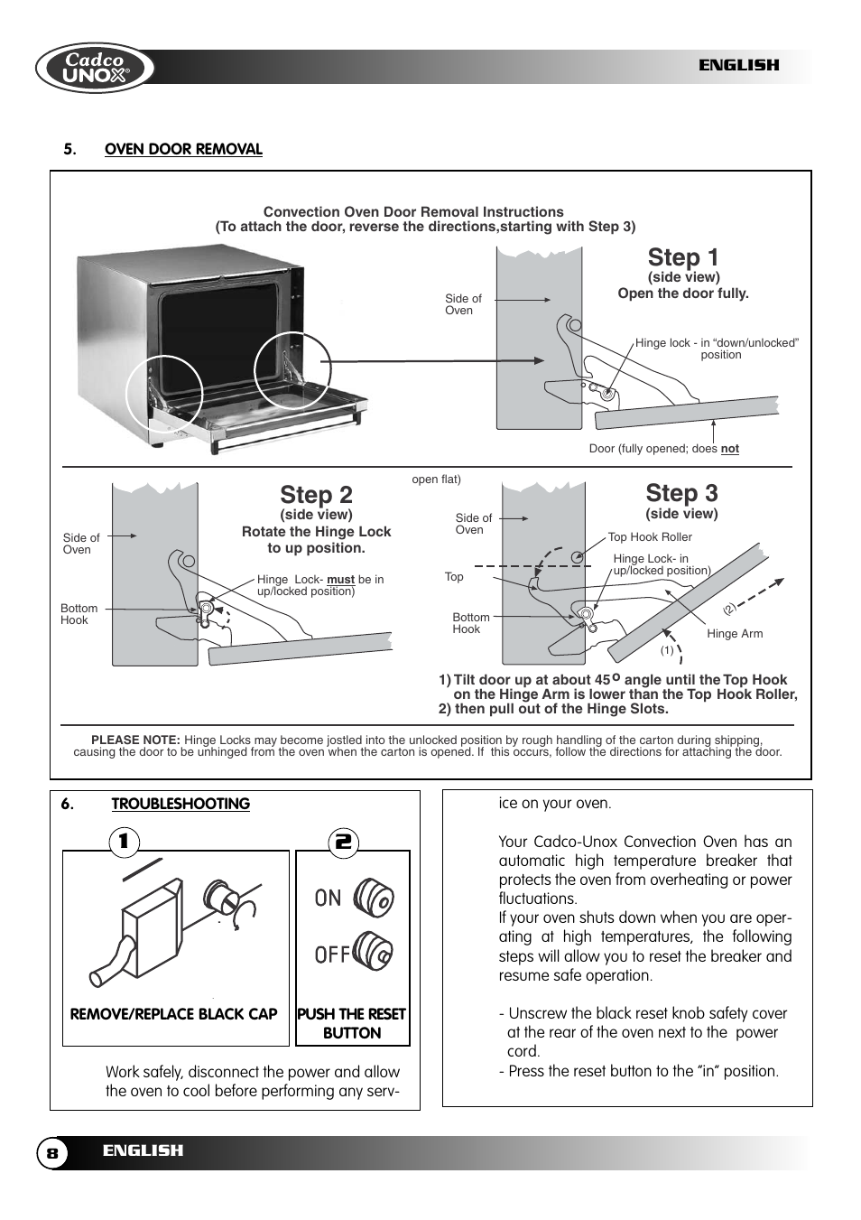 Step 3, Step 1, Step 2 | Cadco OV-250 User Manual | Page 8 / 16