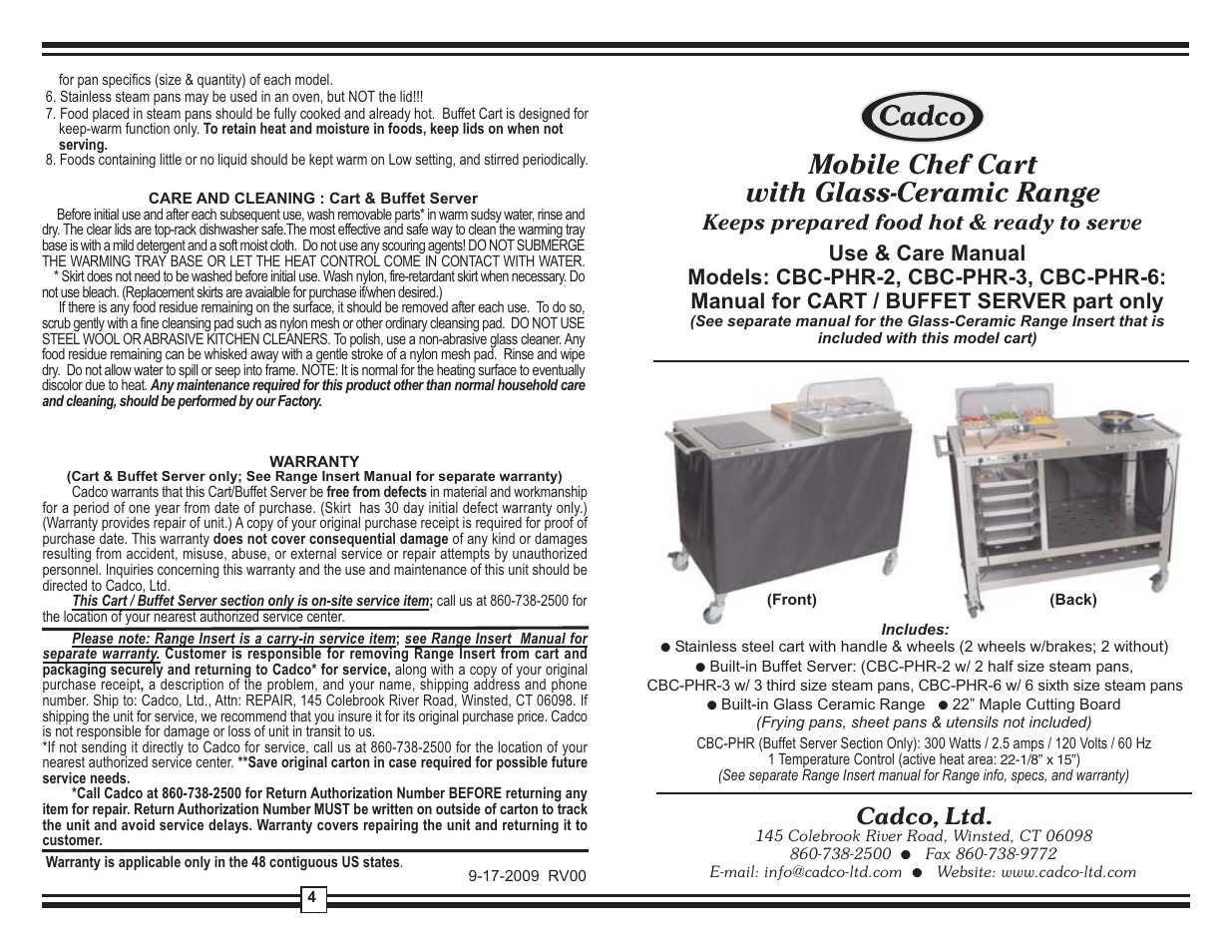 Cadco CBC-PHR-2 User Manual | 2 pages