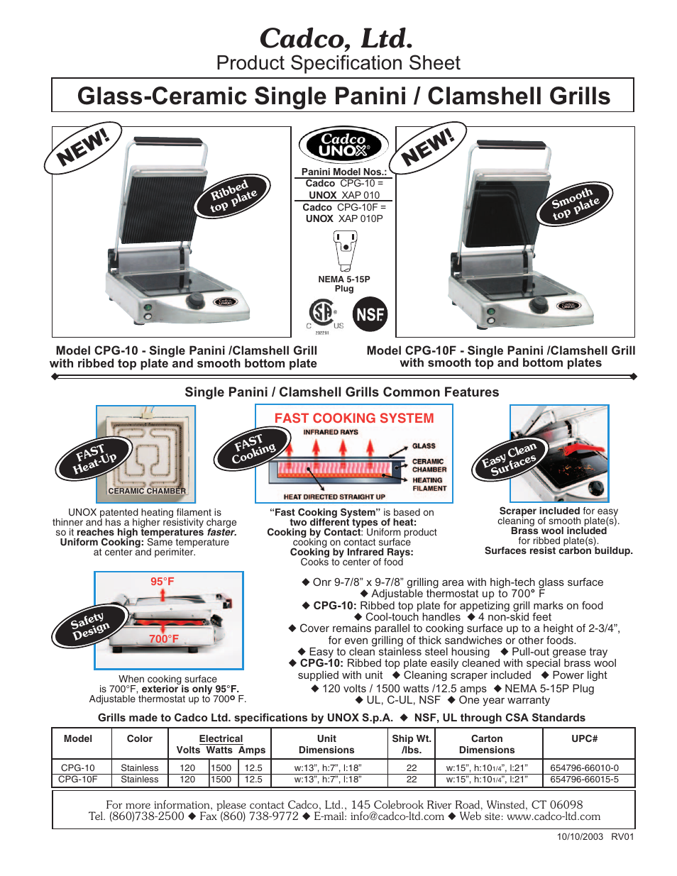 Cadco CPG-10F User Manual | 1 page